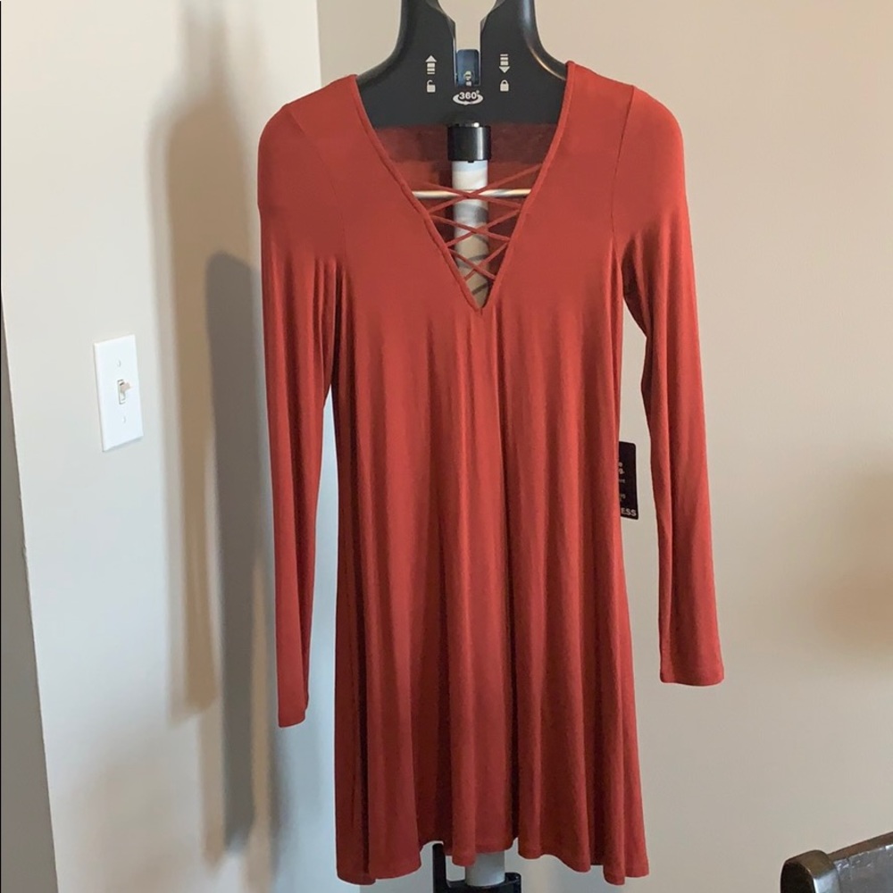 Express orange long sleeve dress XS